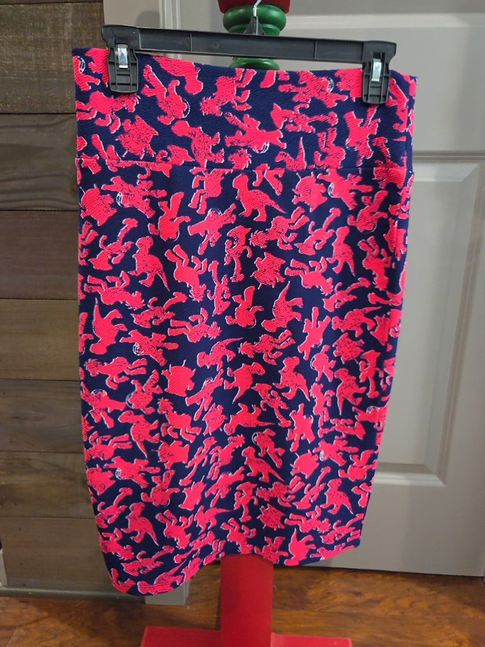 LuLaRoe Navy Cassie Skirt with Bright Pink Toy Story Print